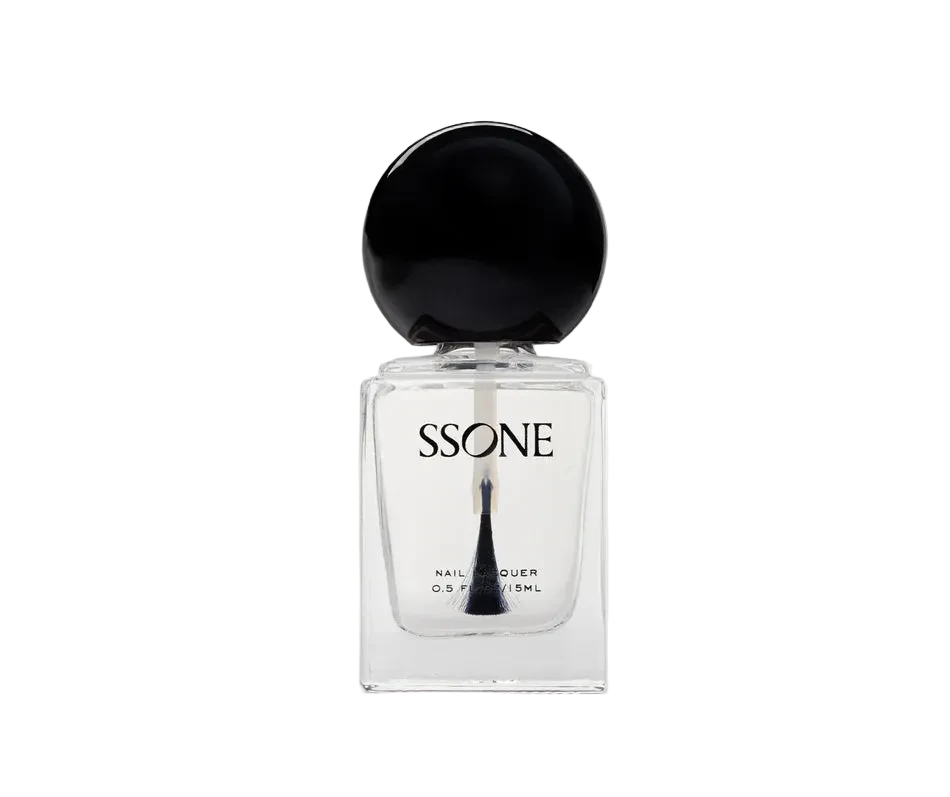 SSONE nail polish bottle with black cap on a white background