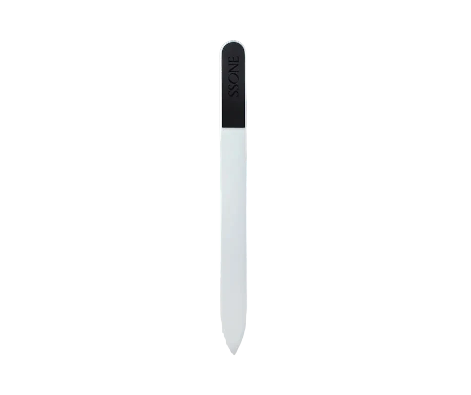 A sleek, minimalist white stylus or pen standing vertically on a reflective white surface against a dark black background. The top section is black with the brand name 'SONY' printed vertically in white.