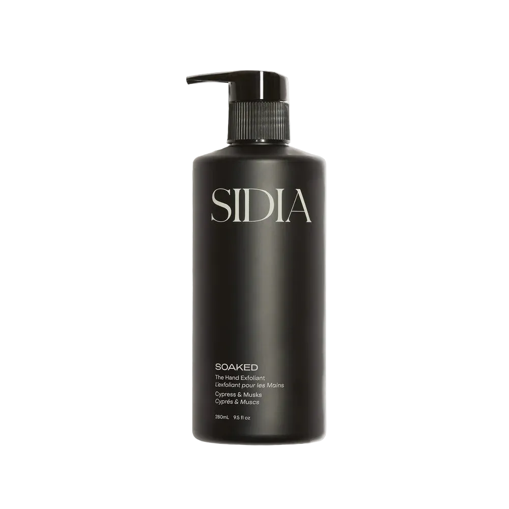 Black bottle with pump labeled 'SIDIA' on a light gray background