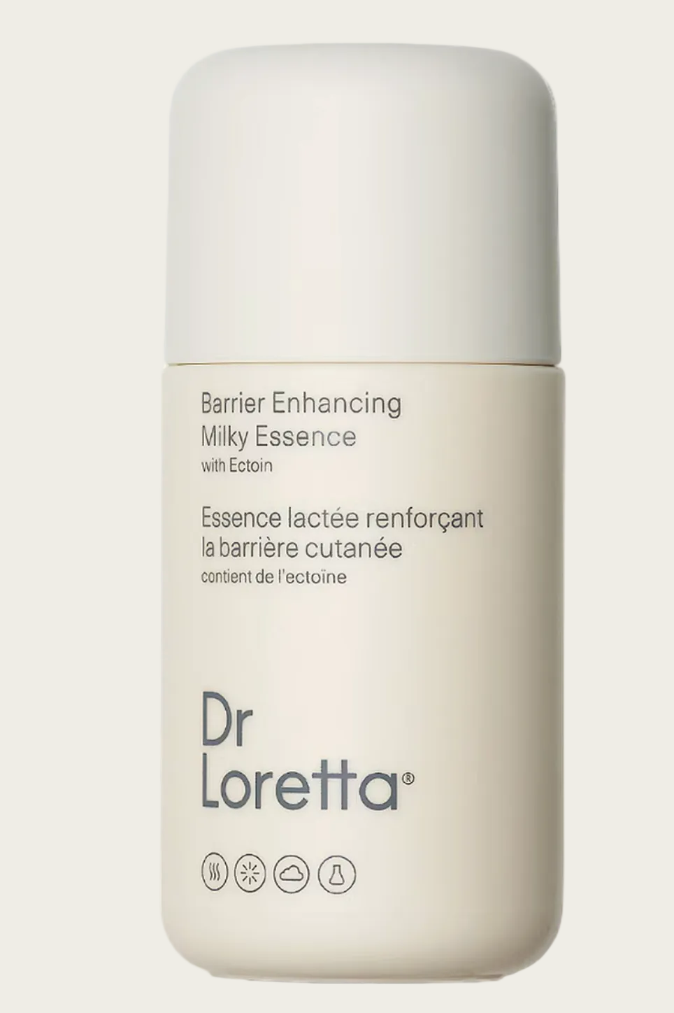 Dr Loretta Barrier Enhancing Milky Essence bottle on a white background