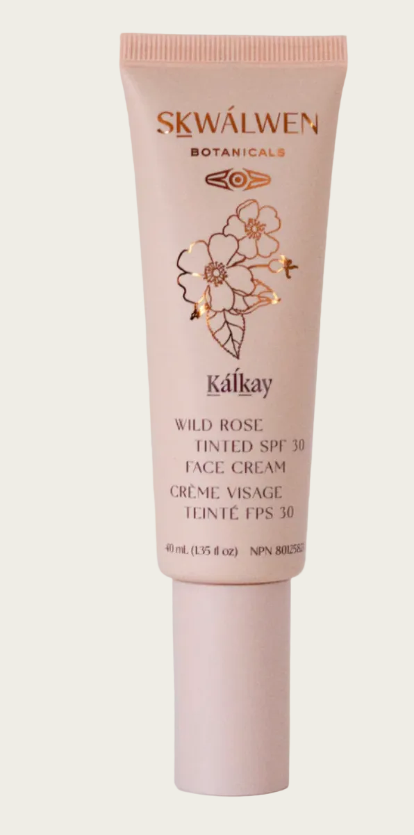 Skwalwen Kalkay Wild Rose Tinted SPF 30 face cream tube on a white background