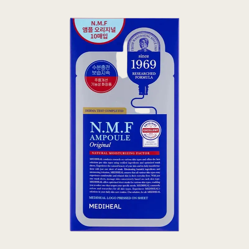 N.M.F Ampoule packaging with MEDIHEAL branding on a white background