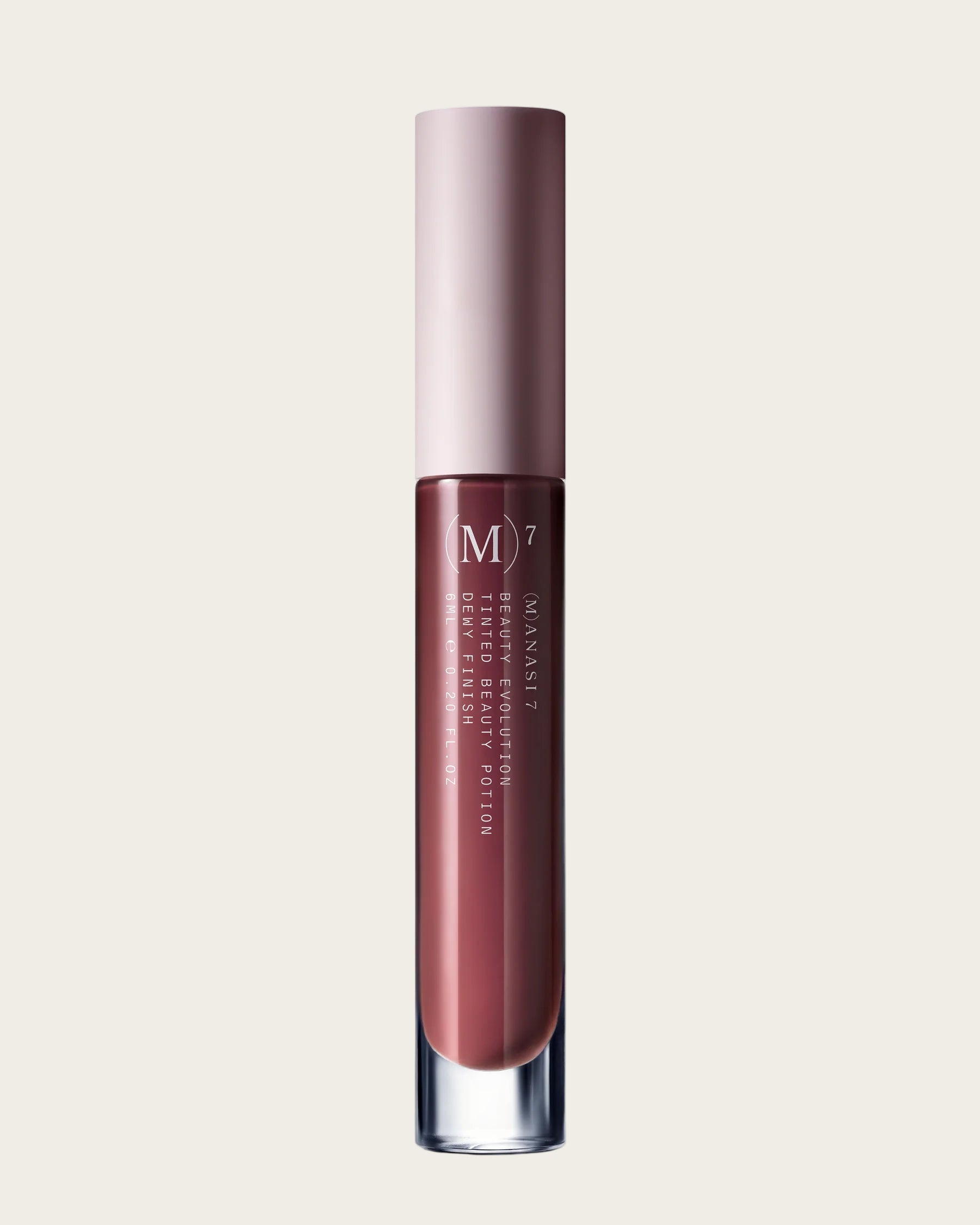 Lip gloss with a dark brown color on a white background