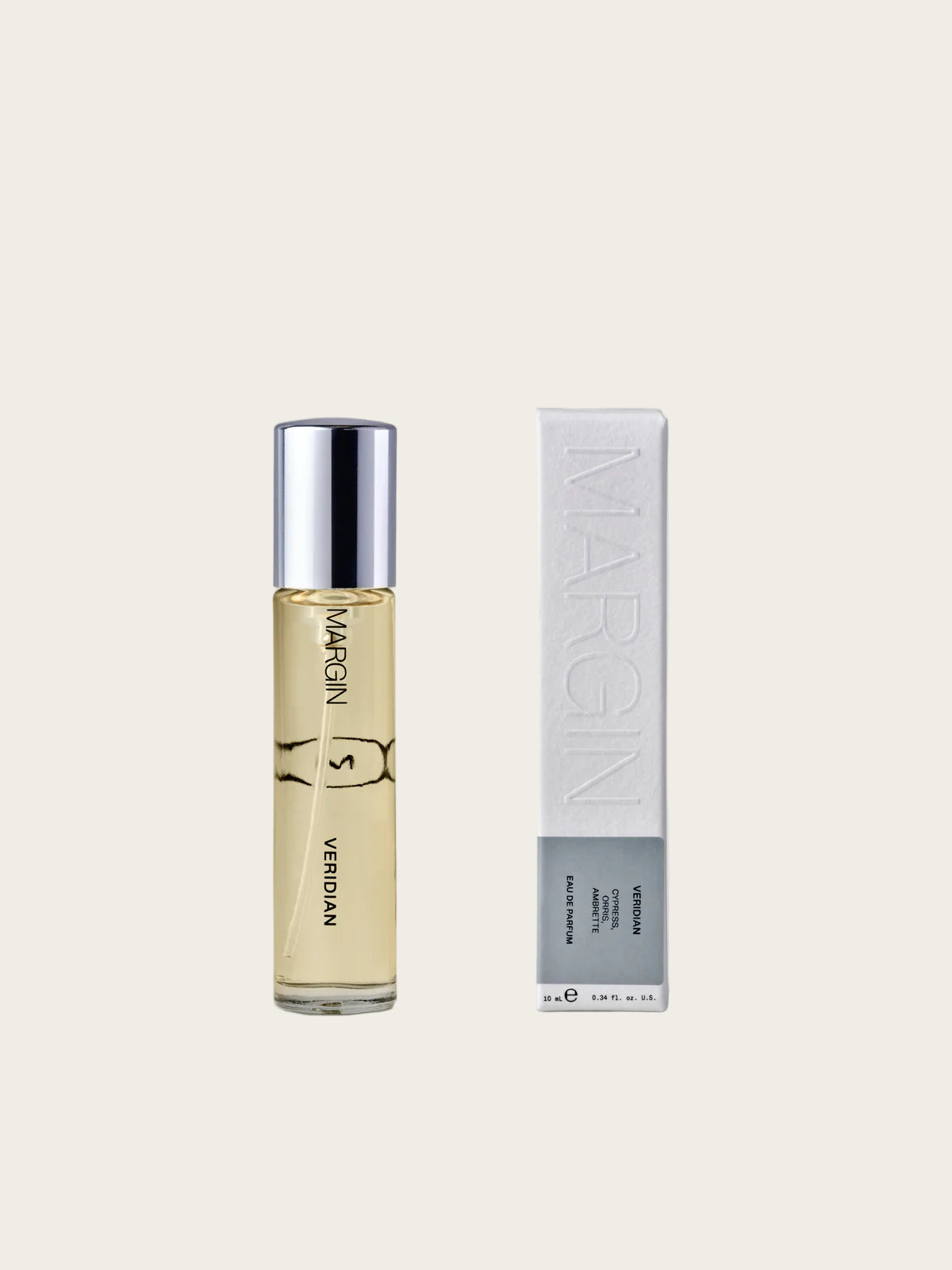 Margin Verdan perfume bottle and packaging on a light gray background
