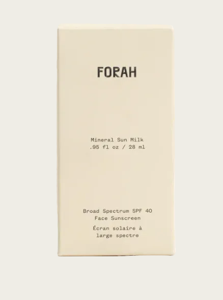 Forah mineral sun milk packaging on a white background