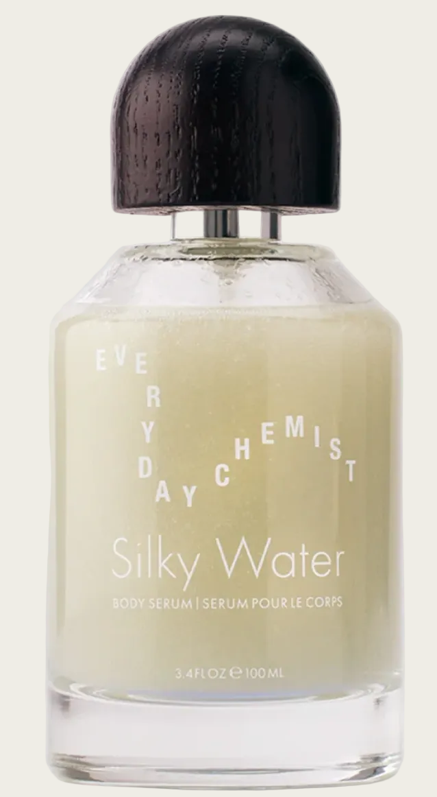 Fragrance bottle labeled 'Every Day Chemist Silky Water' on a white background