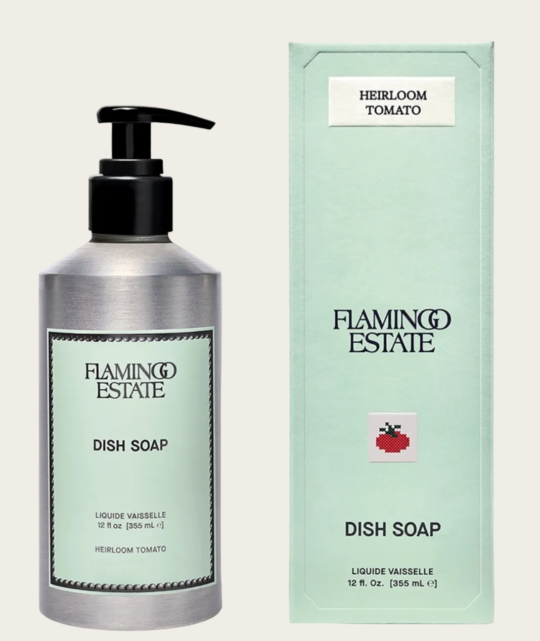 Flaming Estate dish soap bottle and packaging on a white background